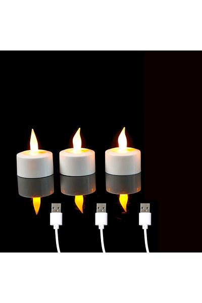 Choice 3 Pieces 1/2/3/4 Pieces Yellow Light Led Candles With Usb Charge,flameless Decorative Wedding Christ