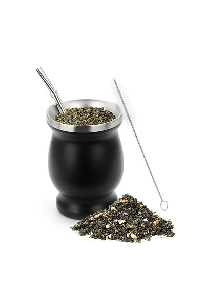 Choice black Stainless Steel 8oz Mate Cup Gourd Shaped With Spoon Brush