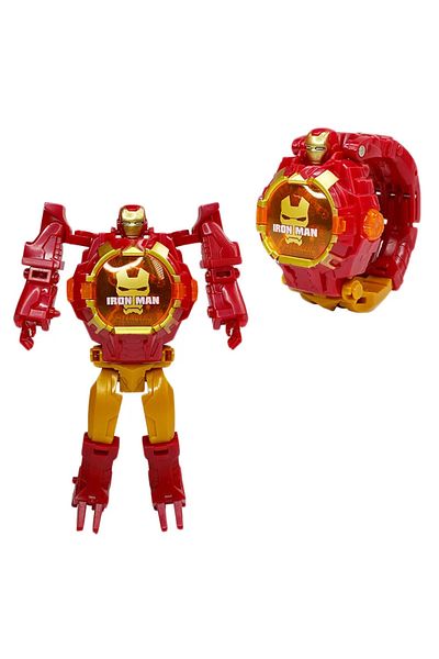 Miniso 1 pcs Marvel Iron Man Spiderman Cartoons Children's Watch Deformation Robot 3d LED Luminous Watch Ch