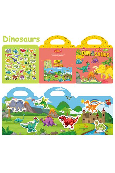 Choice Dinosaurs Kids Reusable Sticker Book Multiple Scenarios Cartoon Diy Puzzle Educational Cognition Lea