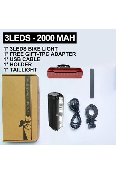 Choice 3LEDS And Taillight 10000mAh Bicycle Light 5P90 LED Front Double Bracket Power Bank MTB Mountain Bic