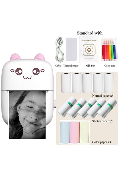 Choice PINK PLUS 13 Portable Thermal Printer MINI CAT Print Photo Pocket Thermal Label Printer 58mm Printin