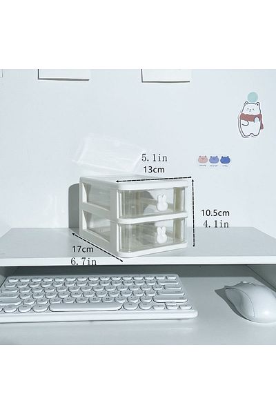 Choice Two layers white Multifunctional Desktop Storage Drawer Box with Pen Holder and Hair Accessories Sto
