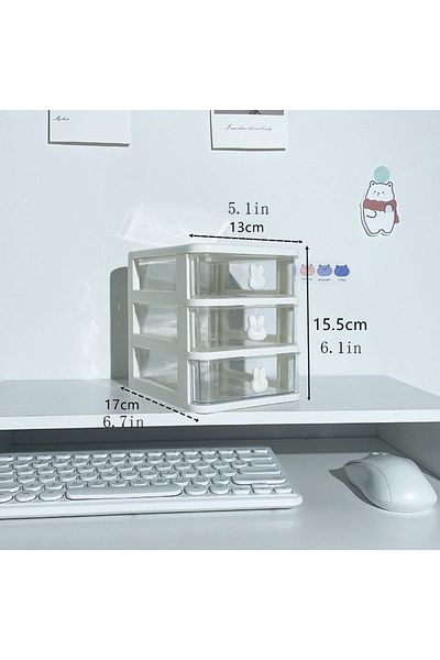 Choice Three layers white Multifunctional Desktop Storage Drawer Box with Pen Holder and Hair Accessories S