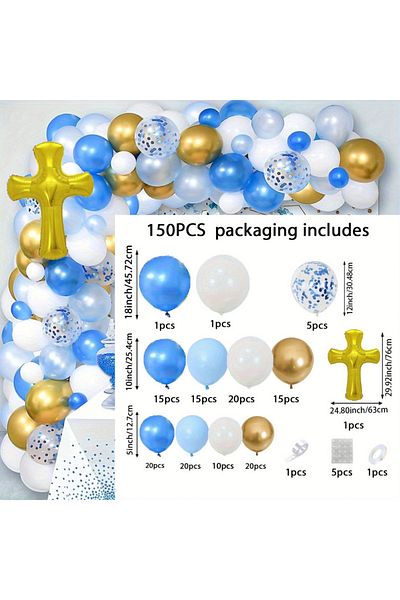 Choice Other MULTI 150pcs Blue and White Balloon Garland Arch Kit,perfect for Decorating Events Such As Bap