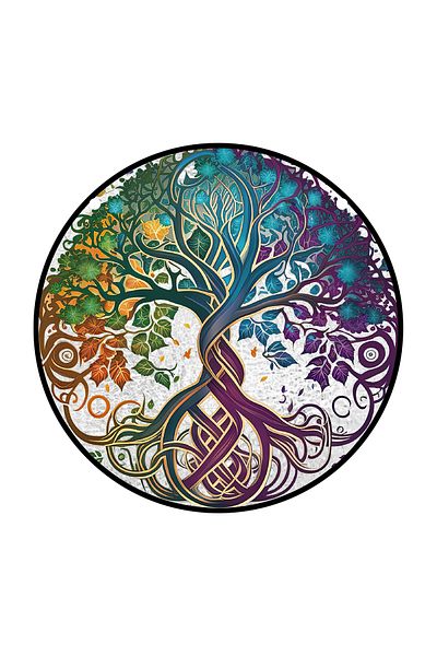 Choice A Glass Pattern Tree of Life Decor Stained Suncatcher for Window Hanging Ornament Panel Decor Birth.