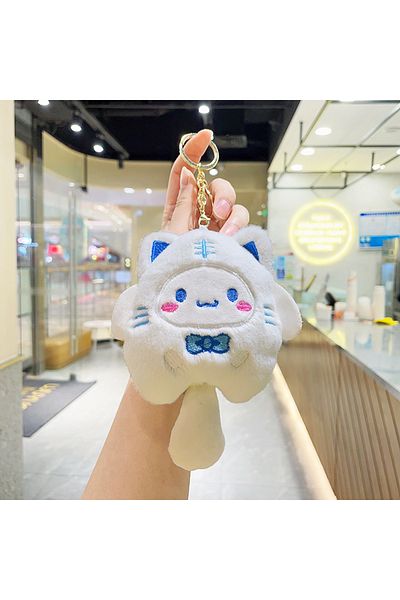Miniso سلسلة مفاتيح دمية من القطيفة من سانريو، هيلو كيتي ميلودي سينامورول، بوتشاككو، حلقة مفاتيح لطيفة من القطيفة الكرتونية.