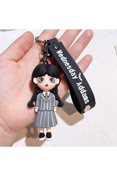 Miniso 2 Horror Wednesday Addams سلسلة مفاتيح من السيليكون لعبة شيء يدوي ديكور المنزل سلسلة مفاتيح دمية حقيبة مدرسية Penda.