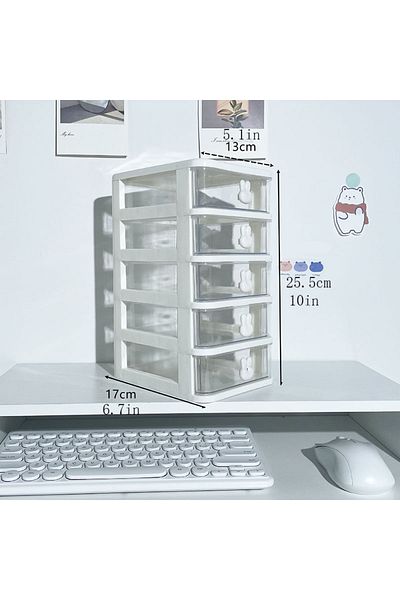Choice Five layers white Multifunctional Desktop Storage Drawer Box with Pen Holder and Hair Accessories St