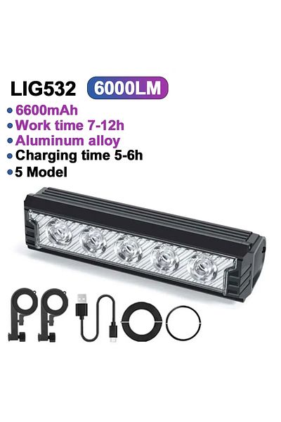 Choice LIG532-6600 Bicycle Light Front 8000Lumen Bike Light 5000mAh Waterproof Flashlight USB Charging MTB