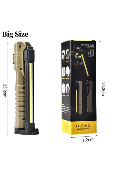 Choice Khaki Big USB Rechargeable LED Work Light 1000 Lumens COB Lantern with Power Capacity Indicator Hand