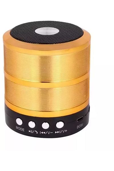 ABYZ Mini difuzor portabil, corp metalic, Bluetooth, card microSD. Radio, Aux, auriu.