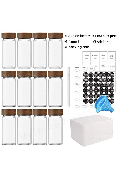Choice 12pcs 4ozl Jars Set 13pcs Glass Spice Jars With Bamboo Lids 4oz Glass Jars Spice Jar Set Seasoning J