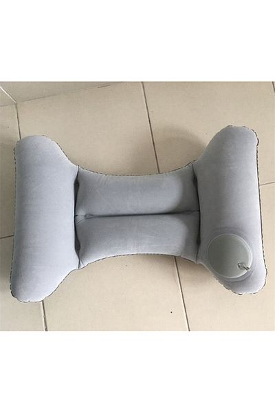 Choice Light Grey Inflatable Travel Nursing Waist Pillow, Blow Up Lumbar Body Back Support Pillow for Airpl