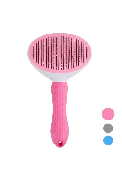 Choice Fine-needle Comb Pink One-click Pet Hair Removal Comb For Effortless Grooming Of Dogs And Cats - Flo