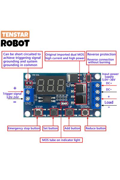 Choice DC 12V 24V Dual MOS LED Digital Time Delay Relay Trigger Cycle Timer Delay Switch Circuit Board T...