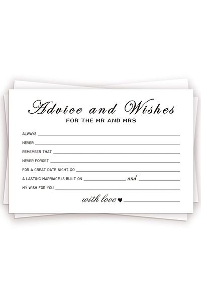 Choice 50pcs 50Pcs Advice Cards Note Marriage Advice Reception Decor Wedding Well Wishes Cards for Bride an