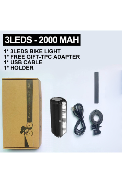 Choice مصباح دراجة ثلاثي المصابيح 2000 أمبير/ساعة، مصباح دراجة 10000 مللي أمب...