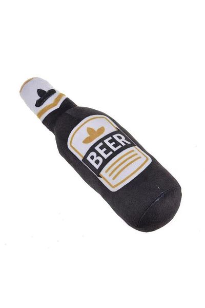 Choice GRAY Printed Pattern Plush Filling Vodka Whiskey Bottle Squeaking Sound Pet Dog Toy