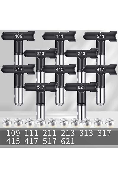 Choice 10pcs 10pcs 10-Piece Reversible Airless Paint Sprayer Tips Set, Metal with Stainless Steel Finish