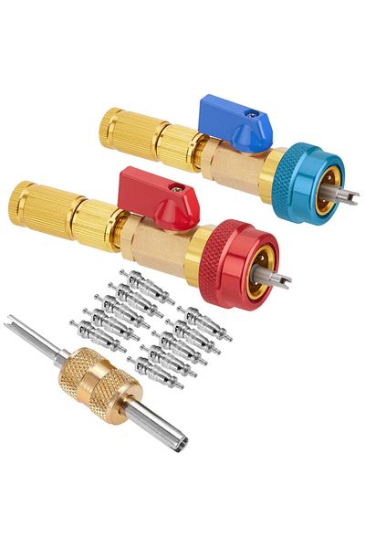 Choice طقم مكون من قطعتين لإزالة قلب صمام R134a بسرعة، أداة إزالة قلب صمام الضغط العالي/المنخفض لإعادة