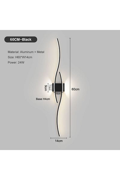 Choice Neutral Light Black 60cm 24w Interior LED Wall Lamps for Bedroom Bedside 24w 28w Black Gold LED Wall