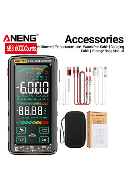 Choice 683 Black ANENG 681 682 683 6000 Counts Digital Multimeter Smart Anti-burn Rechargeable Meter NCV Te
