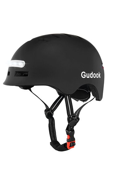 Choice L Matte black GUDOOK Adult Bike Helmet with Light - Bicycle Helmets Men - Women - Front and Back LED