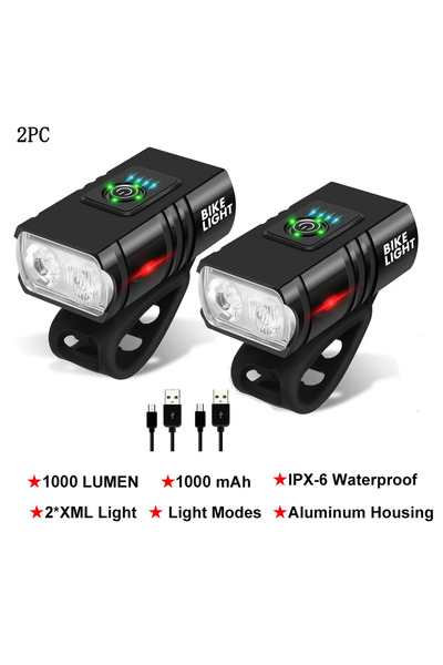 Choice مجموعة مصابيح C الجديدة LED للدراجات 1000 لومن قابلة لإعادة الشحن عبر ...