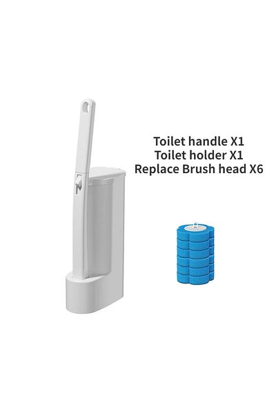 Choice SET 1 1SET White Disposable Toilet Brush Cleaner With Long Handle With Replaceable Brush Head Cleani