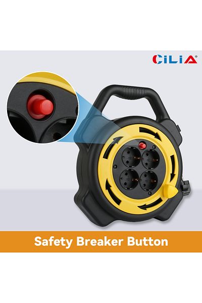 Choice Retractable Extension Cord Reel 10m Multi-Tap Power 3000w Indoor/Cable Reel With 4 Sockets Exten...