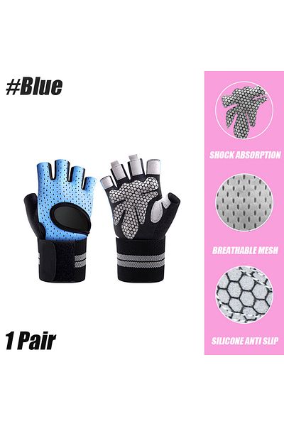 Choice M Blue 1 Pair Dumbbell Gloves Men Women Weightlifting Crossfit Bodybuilding Workout Sport Gym Traini