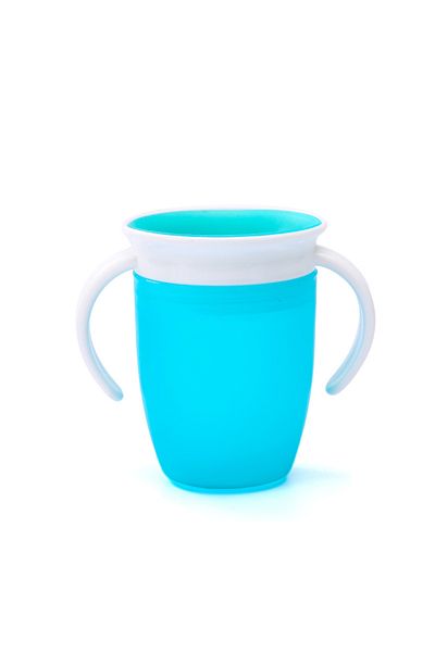 Choice blue Baby Water Cups 360 Degrees Rotated Baby Learning Drinking Cup with Double Handle Flip Lid Leak