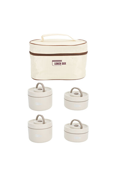 Choice Beige 4Pcs Insulated Lunch Container Box 304 Stainless Steel Sealed Mu...