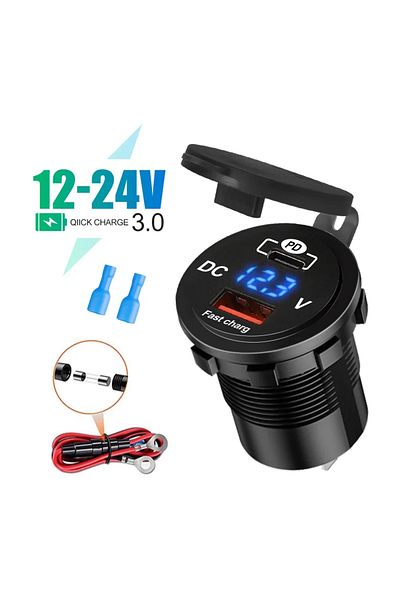 Choice Pd Qc With Wire Car 60w Cigarette Lighter Dual Port Usb Type C Pd Qc3.0 Chargers For 12v/24v Motorcy