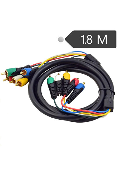 BSN كابلات صوت/فيديو RCA فاخرة ذهبية بطول 1.8 متر، 5 كابلات RCA إلى 5 كابلات RCA، ذكر إلى ذكر، كابل AV