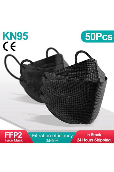 Choice 50pcs-black-adult Fish Mask KN95 Mascarillas FPP2 Adult Morandi FFP2mask 4 Layer FFPP2 Approved Face
