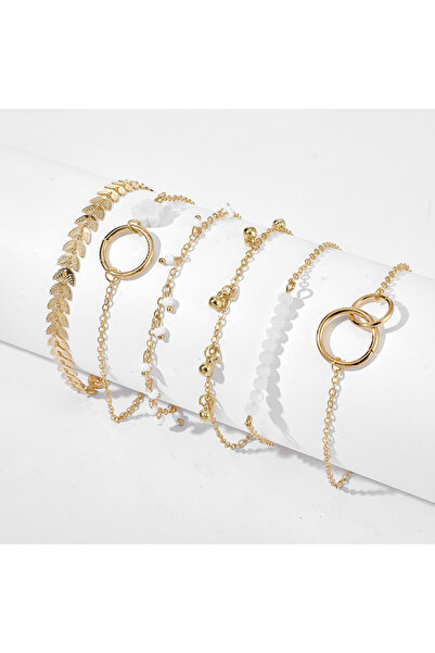 Choice ASL70442 6 PCS Different Style Bracelet Leaf Gold/White Bead Charm Gold/Silver Color Chain Bracelet