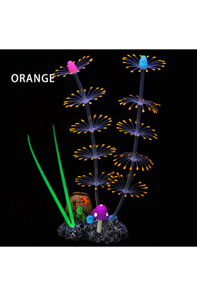 Choice Orange Water grass Simulation Aquatic Plants Fluorescent Silicone Wate...