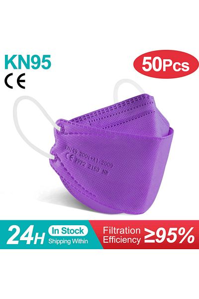 Choice 50pcs-purple-adult Fish Mask KN95 Mascarillas FPP2 Adult Morandi FFP2mask 4 Layer FFPP2 Approved Fac