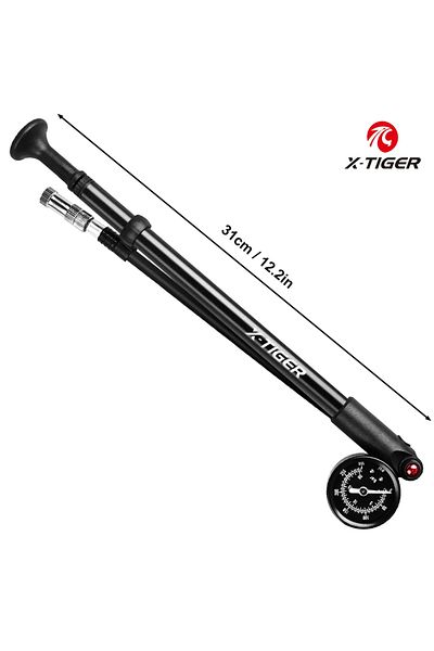 Choice X-DQT-0801 X-TIGER Portable High-pressure 300psi Bike Air Pump with Gauge for Fork & Rear Suspension