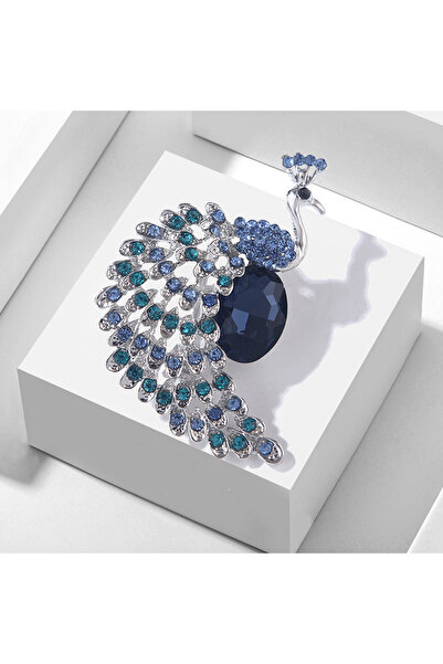 Choice 08A UILZ دبوس طاووس من الزركون بتصميم رائع للنساء، دبوس ياقة من الكريستال اللامع على شكل بجعة، دبوس فاخر