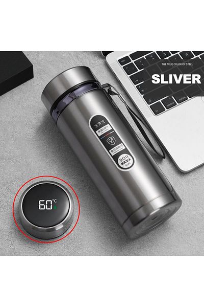 Choice 1L Silver 500ML-1Liter Stainless Steel Thermos Bottle with LED Temperature Display Sus304 Tea Water