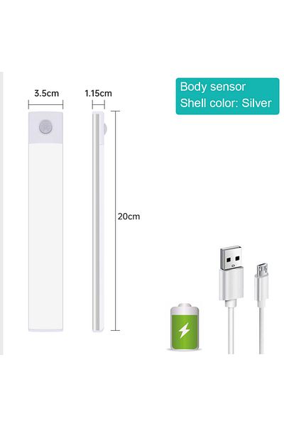 Choice Silver 20CM 3 color in One Lamp Motion Sensor Light Wireless LED Night Light USB Rechargeable Night