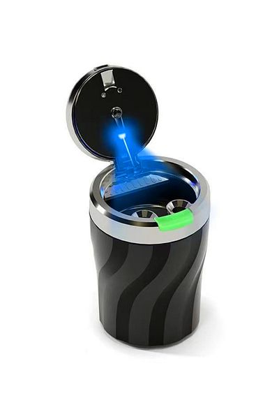 Choice Black Black Car Ashtray With Metal Inner Liner, Fashionable And Creative Car Ashtray With High Flame