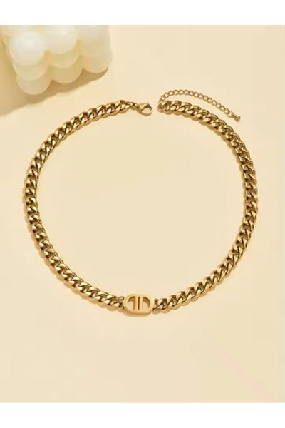 Choice Necklace Golden 2/1PCS Set Gold Color Cuban Chain Geometric Charm Necklace Bracelet Jewelry Set Hiph