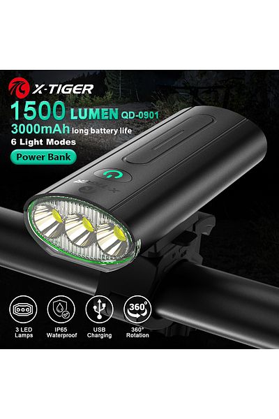 Choice QD-0901 X-TIGER Bicycle Light Set Rainproof Headlight + Tail light USB Charging LED Cycling Lights F