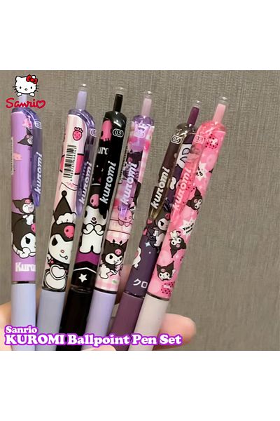 Hasbro 6pcs Kuromi MINISO 6pcs/Set Kawaii Cinnamoroll 0.5mm Gel Pens Set Cute Hello Kitty Black Pen Cartoon