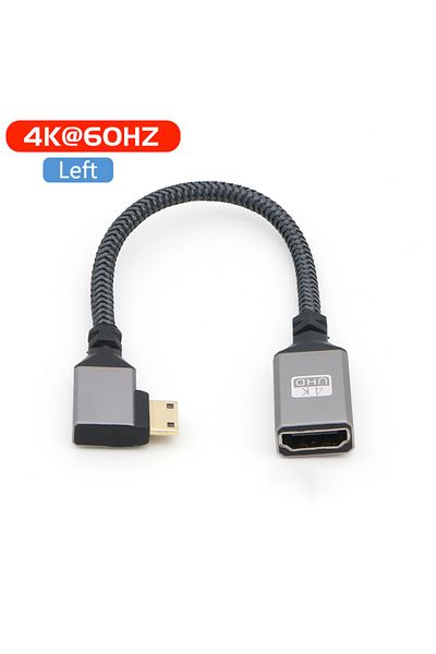BSN 0.2m Left 4K Mini hdmi to HDMI-compatible Female Elbow short cable.HD mini to standard Video Convers