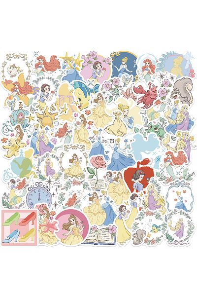 Disney 50pcs All 50PCS Disney Cute Cartoon Princess Stickers For DIY Diary Laptop Luggage Skateboard Graffi